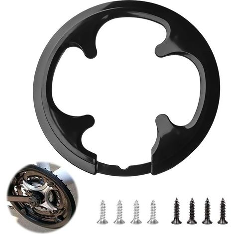 Protection de chaîne de vélo pour enfant - Noir - Anneau de protection de chaîne à 4 trous - Pour vélos et VTT - Avec 42-44 dents (avec vis x 8) (1/5)
