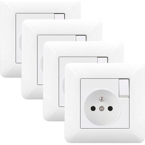 4er Set Steckdose mit Schalter 16A 240V Unterputz Weiß – Schuko Steckdose (1/5)