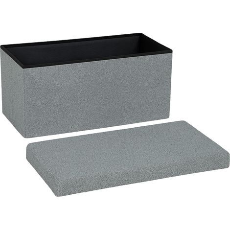 Repose-pieds avec rangement, banquette capitonnée avec espace de rangement et housse, convient pour le salon, la chambre ou le couloir, gris foncé (1/5)