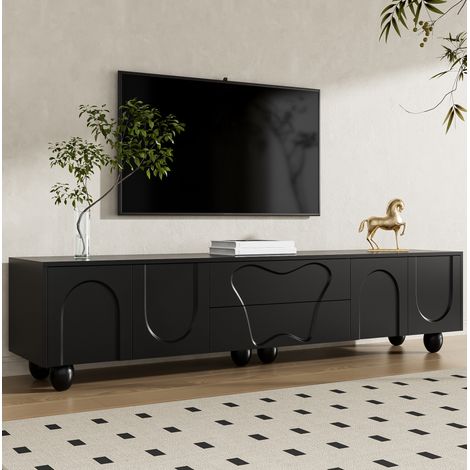 TV Möbel Sideboard Aufbewahrung 180 cm Schwarz HAVRYA (1/5)