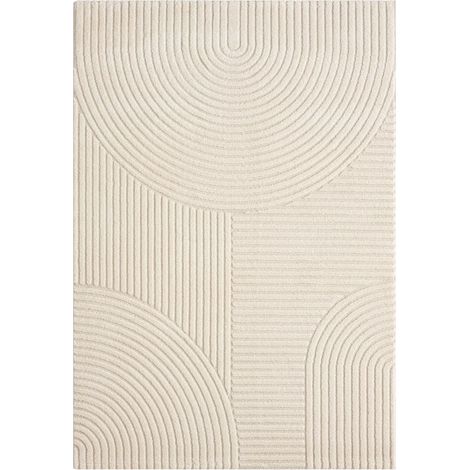 Tapis salon et chambre 200x290 crème rectangle tissé motif simple LYN9 CERNAN B