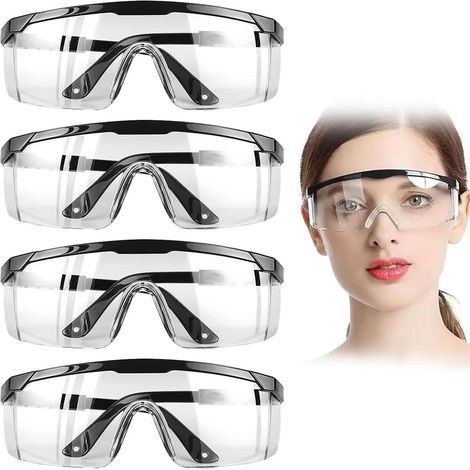Lunette De Protection Travail 4 Pièces, Lunettes De Sécurité Anti Buée 15X5 Cm, Noir (1/5)
