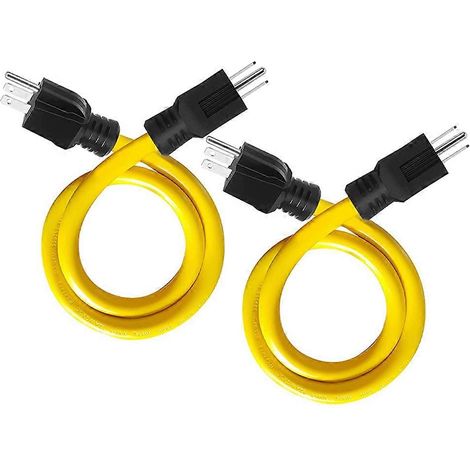 Rallonge électrique de 60 cm (2 pi) avec deux prises mâles à 3 broches, 12 AWG, 125 V, NEMA (1/5)