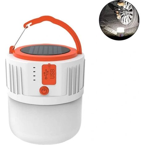 Lampe de camping LED rechargeable, 2400 mAh, alimentation solaire - télécommande, étanche IPx45, 5 modes d'éclairage - AquaForge (1/3)