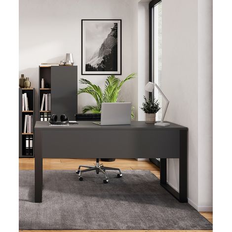 Bureau droit moderne 150 cm graphite/noir Azaro (1/4)