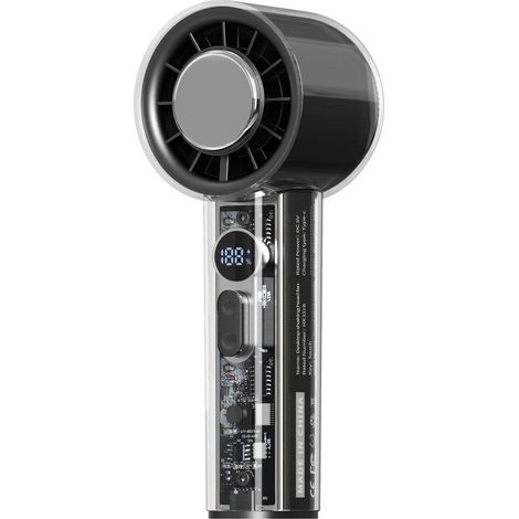Ventilador portátil de bolsillo con sistema de refrigeración integrado,batería de 5000 mAh,pantalla LED,conciertos y actividades al aire libre (1/5)
