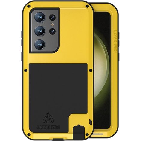 Coque Love Mei pour Samsung Galaxy S23 Ultra, blindée sans verre, jaune (1/4)