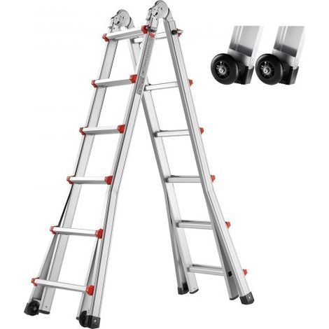 Échelle télescopique à cadre en A, échelle extensible compacte en aluminium, 6230 mm, échelle de camping-car pliable portable multifonction pour devoirs, toit intérieur et extérieur, 149,7 kg (1/3)