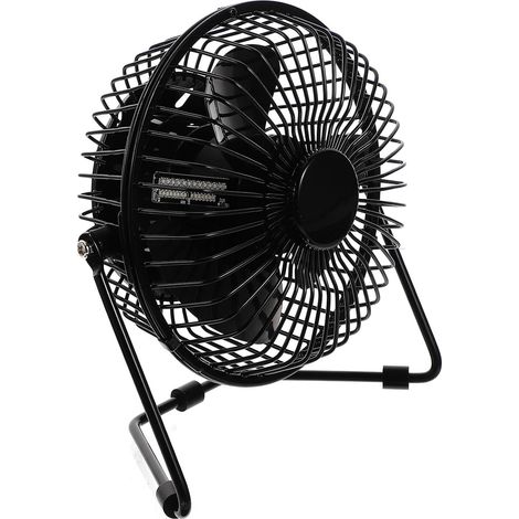 Mini Ventilateur LED USB en Métal Horloge et Affichage Température, Rotation 360 Degrés sans Bruit, pour Fête Estivale Bureau Voyage (1/5)