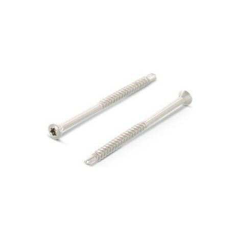 Vis à bois inox dur, tête plate, Torx, embout autoforant - Longueur: 80 - Qualite Inox: A2 - Diamètre: 5