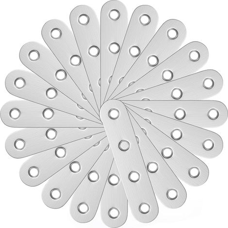 20 Pièces Pattes D'assemblage Perforée Plates Metal, Raccord Plat en Acier Inoxydable Boîte de Rangement, pour Meubles en Bois, 7.61.6cm, Argent (1/5)