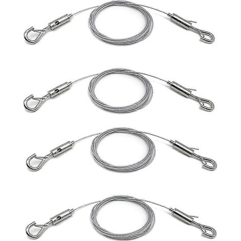 Lot de 4 câbles de suspension réglables pour tableaux, ultra-résistants (supporte jusqu'à 22,7 kg), 2 m x 1,5 mm, couleur argent.-AquaForge (1/5)