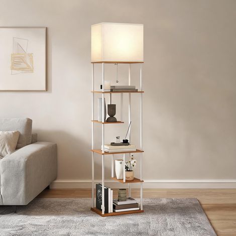Lampadaire bois naturel en MDF 40 x 29 x 171 cm (1/5)