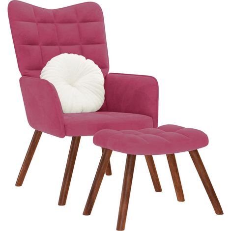 Sessel mit Hocker - Relaxsessel mit Hocker Weinrot Samt (1/5)