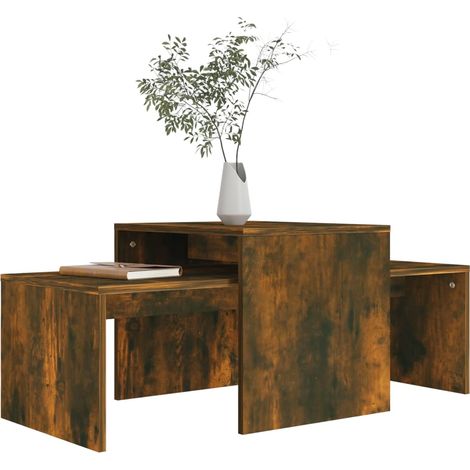Ensemble table basse Chêne fumé 100x48x40 Bois d'ingénierie (1/5)