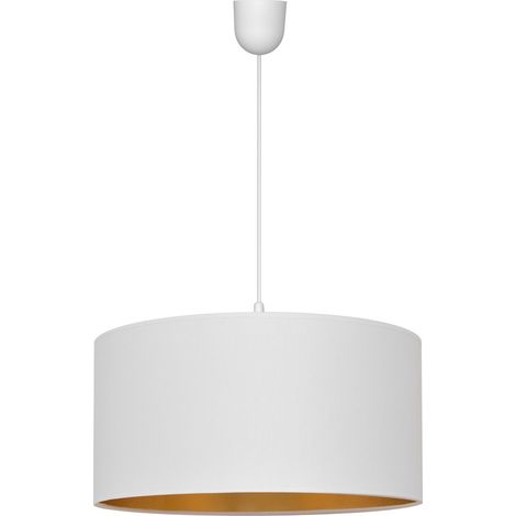 Helam ALBA Plafonnier Suspension Cylindrique Blanc, Or 40cm