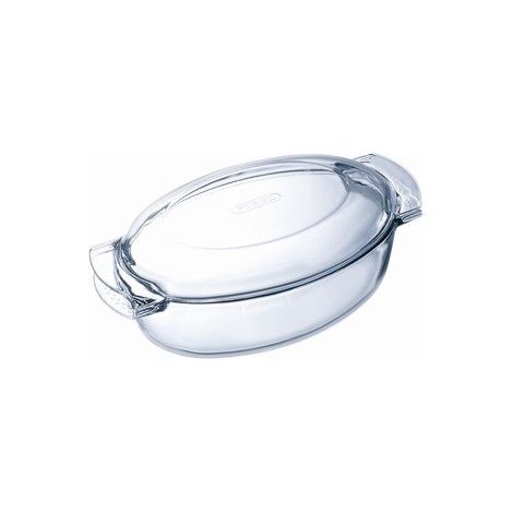 Fuente para horno Pyrex de 5,8 l - ovalada con tapa, apta para horno y microondas