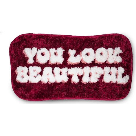 WD LifeStyle Tappeto Colorato e Vivace Decoro You Look Beautiful 65 x 36 Cm Bordeaux (1/2)