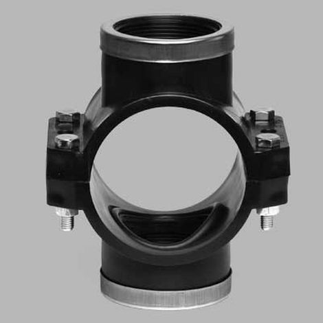 STAFFA DOPPIA CON RINFORZO E GUARNIZIONE PIATTA PN 10 - 90 x 1"1/4