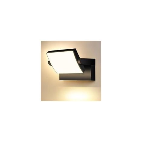 Aplique LED de exterior negro con panel LED giratorio de 350°, luz blanca cálida de 3000 K, foco exterior impermeable IP65 [Clase energética F]