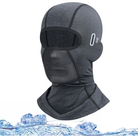Couvre-chef de protection UV - Masque - Cagoule - Visière - Protection pour le cou - Nylon - Gris foncé (1/5)