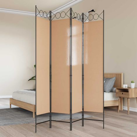 vidaXL Paravento a 4 Pannelli Beige 160 x 200 cm Tessuto