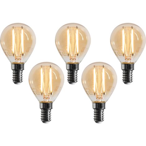 Set of 5 E14 Dimmable LED Bulb G45 Gold 4W 330 lm 2100K