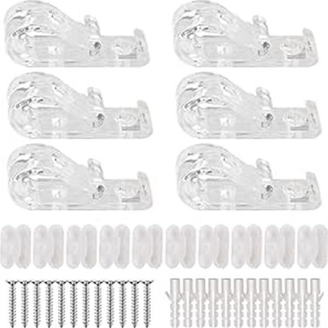 6 crochets de positionnement pour rideaux, 10 boucles de fixation, 12 vis, 12 chevilles d'expansion, accessoires pour rideaux