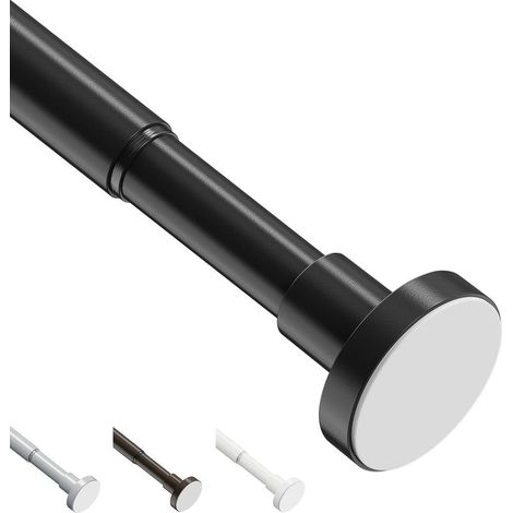 Tringle à rideau télescopique sans perçage 55-85 cm, diamètre 25 mm, rail de rideau de douche réglable pour armoire, fenêtre, salle de bain, noir (1/5)