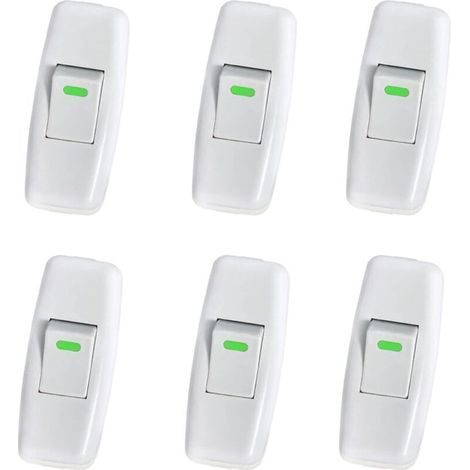 Lampenschalter, Torpedoschalter, Zwischenschalter, Nachttischlampenschalter, Wippschalter für Nachttischlampen, Ersatz-Ein-/Ausschalter, 6er-Pack