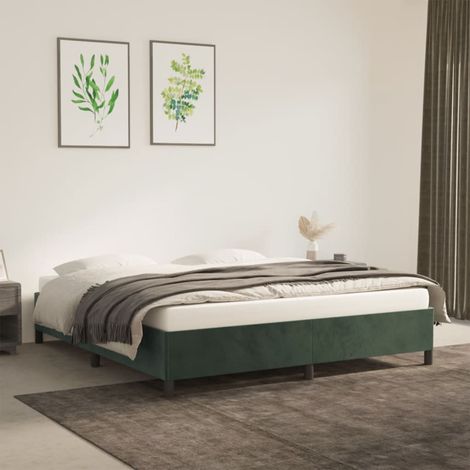 Lit double-160x200 cm, Cadre de Lit, Lit adulte Vert foncé 160x200 cm Velours DESIGN IN JKF203234 (1/5)