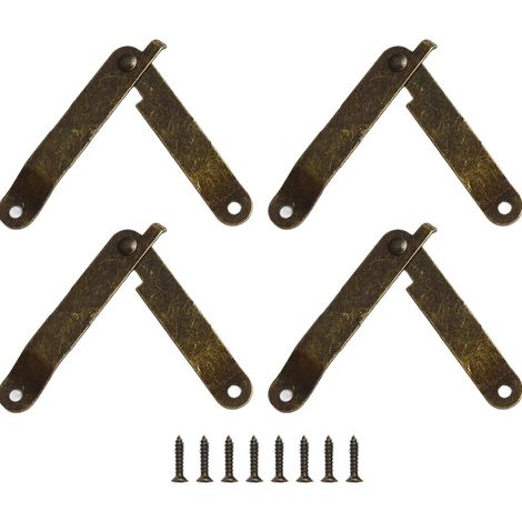 Set aus 4 antiken, klappbaren Eisenboxstützen (gelb) (1/5)
