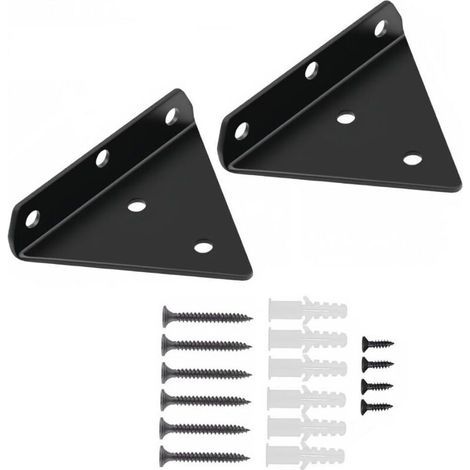 2 Pièces Supports D'étagère Flottants, Supports à Tablettes Muraux Triangulaires Invisibles Equerre Etagere Murale 80x100mm, Noir (1/5)