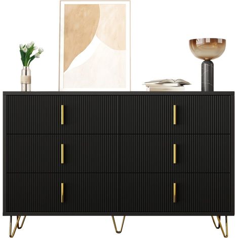 Buffet et enfilade-Moderne et élégant-Avec grand rangement-Poignées dorées-120x40x77cm (1/5)