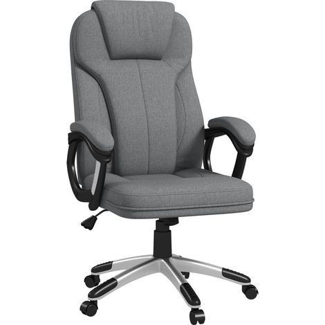 Chaise de bureau grise pivotante inclinable avec accoudoirs, 110-120 cm, confort ergonomique et moderne sobre