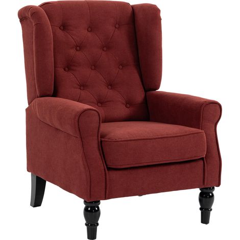 Velours doux et style rétro grand confort d'assise fauteuil capitonné bordeaux pour chambre et salon (1/5)