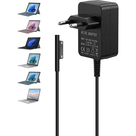 Surface Go Chargeur, 24W 15V 1.6A Alimentation,Compatible avec Microsoft Surface Go/Go 2/Go 3/Surface Laptop Core m3/Surface Pro 3/Pro 4/Pro 5, d'alimentation Adaptateur Secteur Noir (1/5)