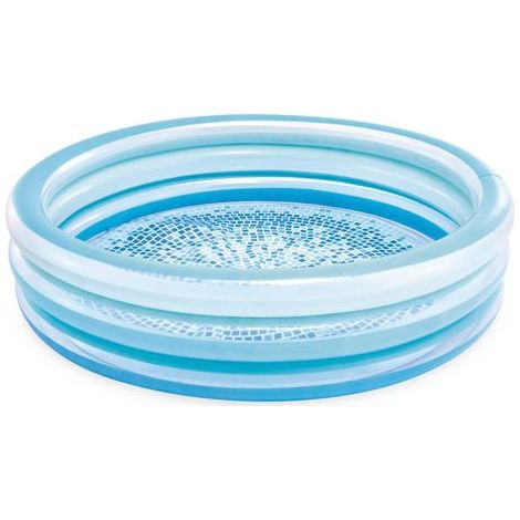 Piscine Gonflable Blue Biss, Ø147 x 33 cm, 330 l, Design avec Sol imprimé, Trois Anneaux Bleus translucides, Vinyle résistant, pour Enfants à partir de 2 Ans (1/4)