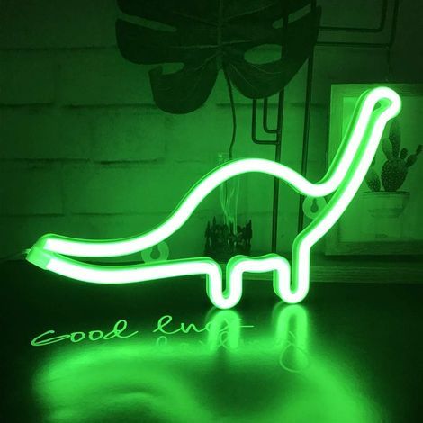 Lumière Néon LED Signe de Dinosaure en Forme de Décor Lumière, Décoration Murale pour Noël, Fête d'anniversaire, Chambre d'enfants, Salle de Séjour, Décoration de Fête de Mariage (Vert)