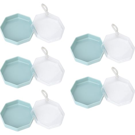 Lot de 5 petits contenants en plastique transparents, mini-boîtes de rangement portables pour poudre à maquillage. (1/5)