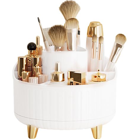 Organisateur Pinceaux [Marque] Blanc Électro Rotatif Bureau Rangement Cosmétique Design Simple Grande Capacité (1/4)
