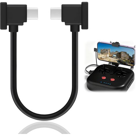 Cable USB-C a USB-C de 15 cm para control remoto DJI Mini 2/Mavic Air 2, cable de datos para drones DJI, accesorios para drones, cable de datos OTG para teléfono RC (conector tipo C). (1/5)