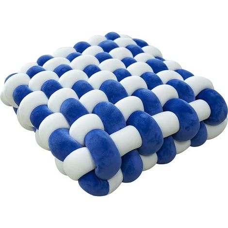 Coussin carré tissé Coussin de chaise Coussin de dossier de canapé Coussin décoratif pour baie vitrée (30  33  12 CM, Blanc bleu Klein) (1/5)