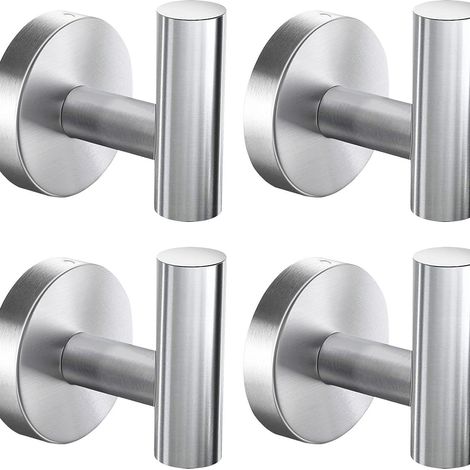 Toallero de pared adhesivo de acero inoxidable, base redonda para baño, resistente para albornoces. (1/5)