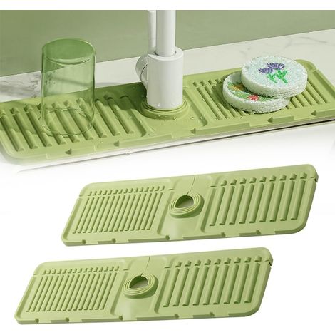 2PCS Tapis De Robinet,Silicone,Absorption Rapide,Protection Anti-Éclaboussures,Cuisine Et Salle De Bain (1/5)