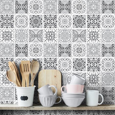 Sticker Mural Carrelage adhésif Cuisine Salle de Bain - 9 STICKERS CARRELAGES AZULEJOS YESMIRE - 9stickers15x15cm (1/5)