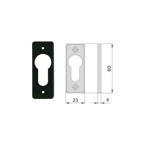 BOCCHETTA IN NYLON NERO PER CILINDRI SAGOMATI 06012 01- - mm.23x60, spessore mm.4 (06012010) - 5 pezzi CISA