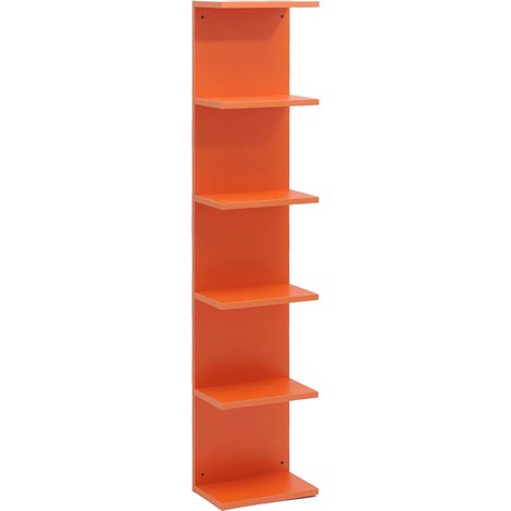 Libreria 6 Ripiani Mobili Rebecca Ziven 120x25x16,5 MDF Arancione (1/5)