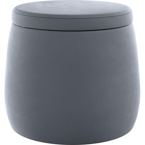 Pouf rangement en velours - Gris Graphite (1/5)