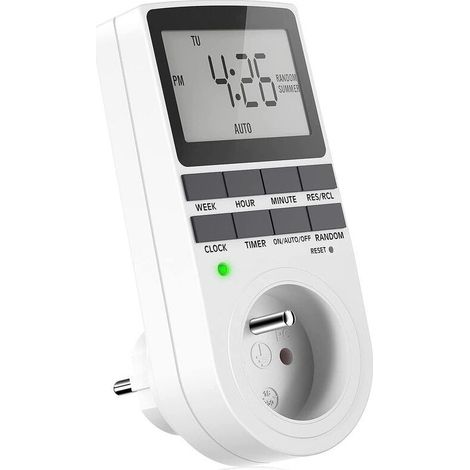 Prise Programmable Digitale, Minuterie Numérique Hebdomadaire avec Ecran LCD, Minuterie Prise Electrique 12H/24H/7Jours, Économie d'Energie Pour L'électroménagers (1 Pack) (1/5)
